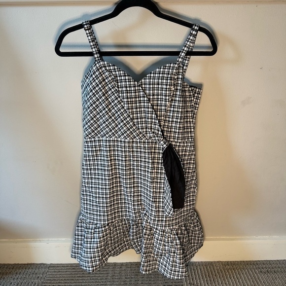 Parker Dresses & Skirts - Parker Black and White Plaid Cinched Bow Adjustable Straps Mini Dress